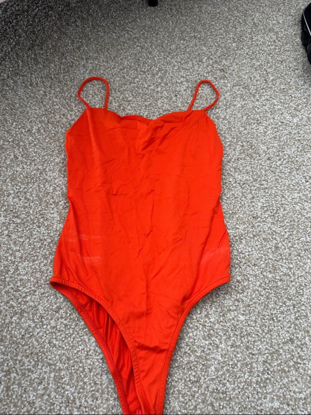 Zara Neon Orange Spaghetti-Strap Bodysuit